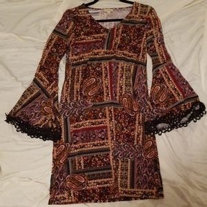 Haani Dresses - Bold Print Flare Sleeve Dress Cute Trim Small Haani Dresses - Bold Print Flare Sleeve Dress Cute Trim Small